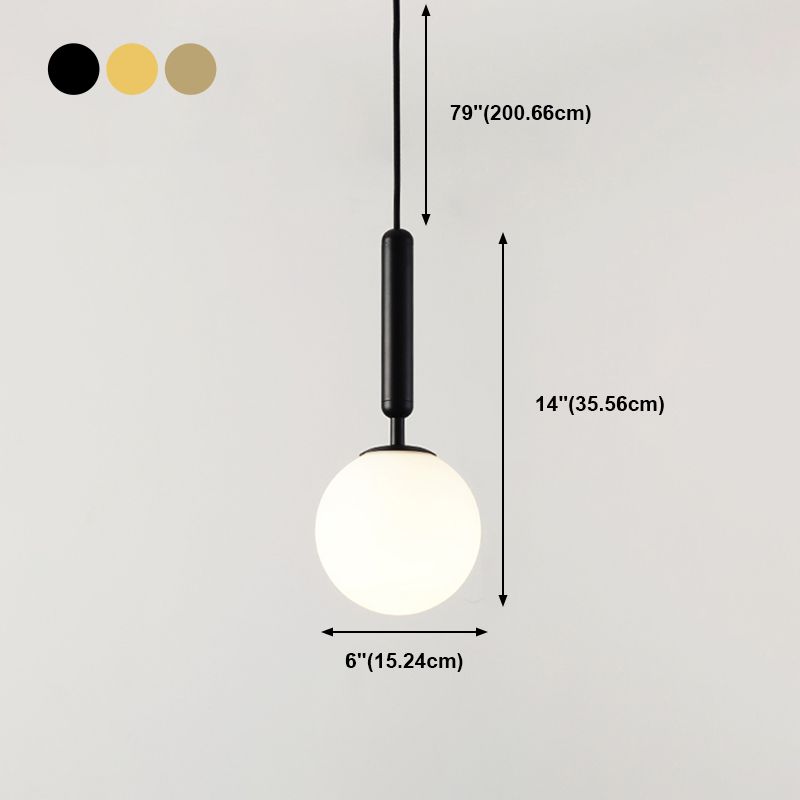 1 Light Spherical Hanging Pendant Modern Style Glass Hanging Lighting for Bedroom