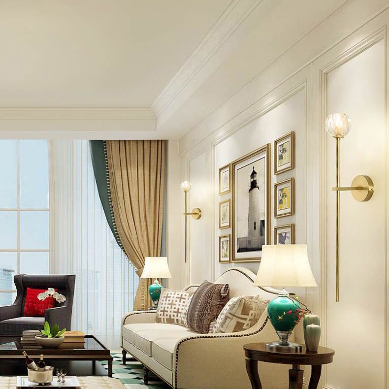 Modern Style Wall Lighting Fixture Gold Shaded Wall Mounted Light with Crystal Shade