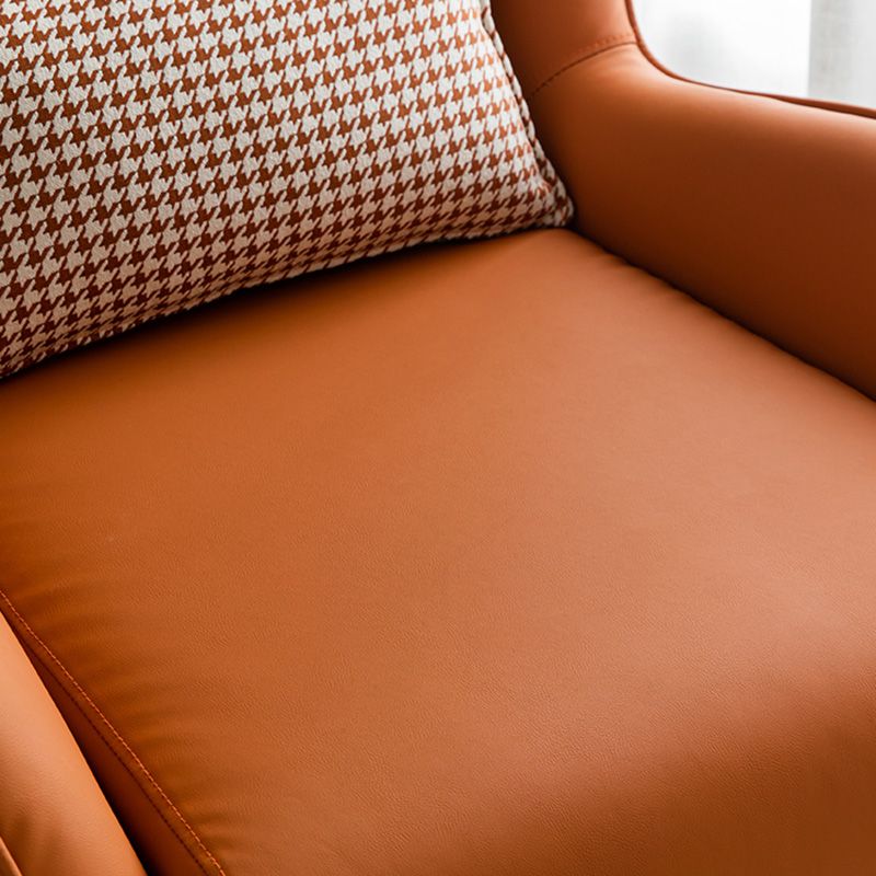 28.34" Wide Faux Leather Armchair Arms Included Chair with Pillow Back