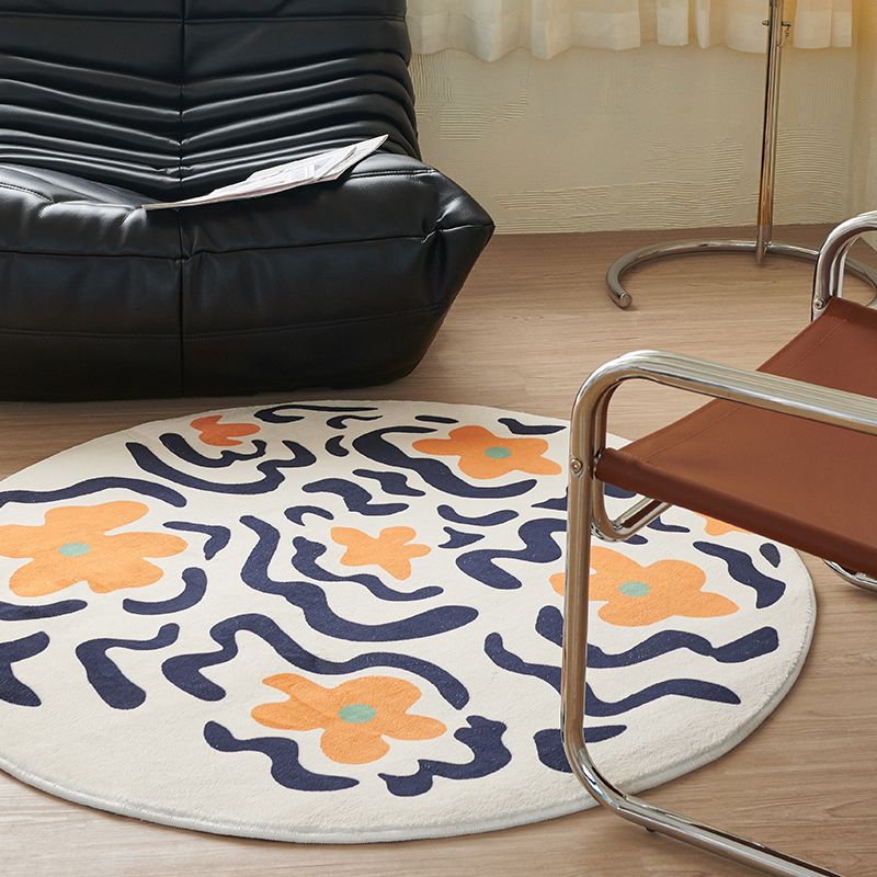 Beige Flower Rug Blending Modern Area Rug Washable Indoor Rug for Home Decor