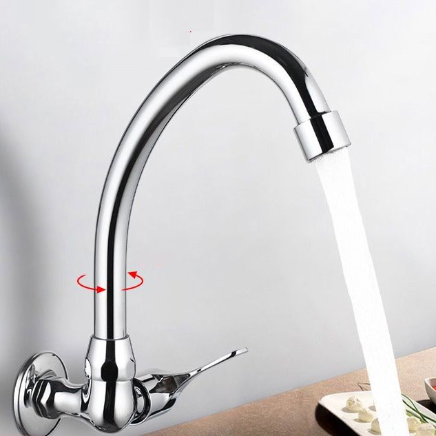 Wall Mounted Kitchen Faucet Single Handle One Function Faucet in Chrome