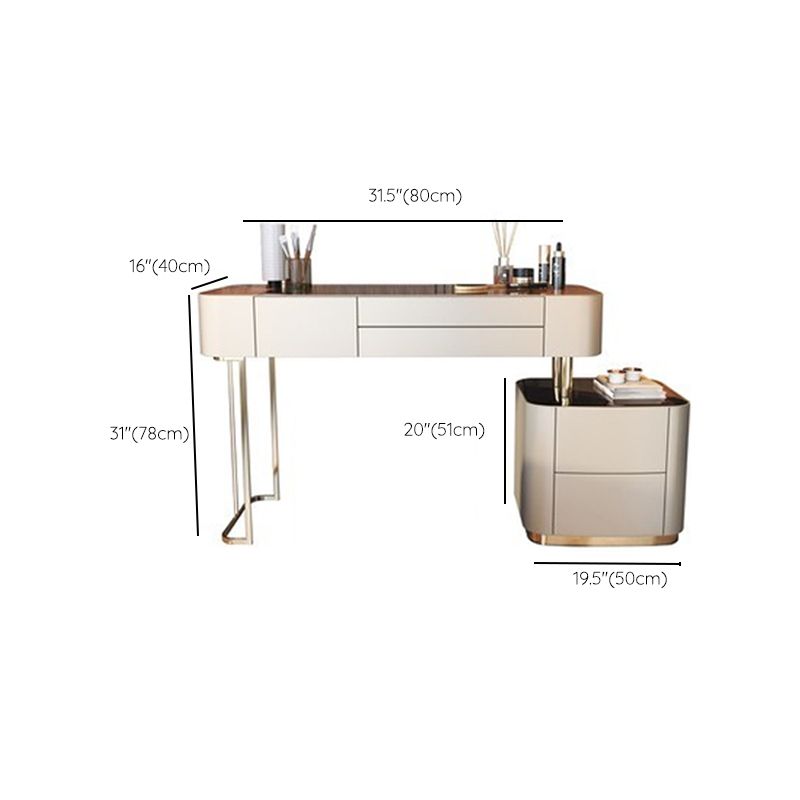 Luxurious Wood and Metal Make-up Vanity 5 Drawers Dressing Table