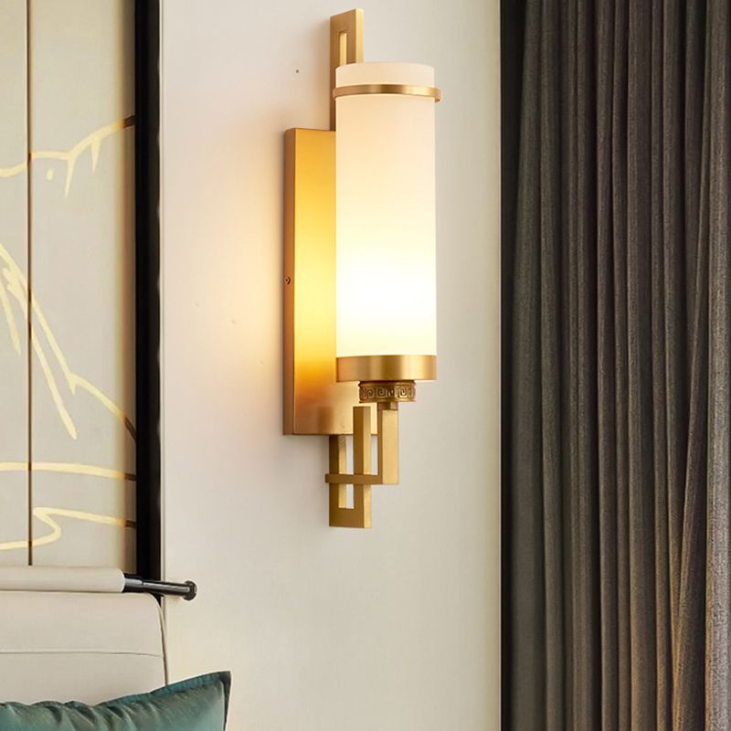 Cylinder Wall Lighting Modern Glass 1 Light Wall Sconces for Living Room