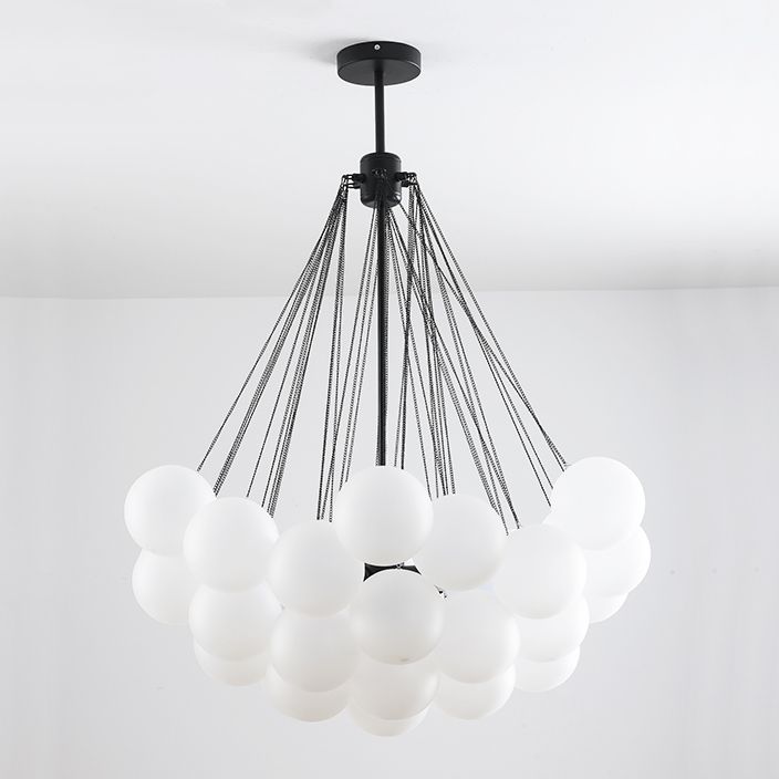 Metal Chandelier Light Fixtures Modern 3-Head Globe Hanging Pendant Lamps for Living Room