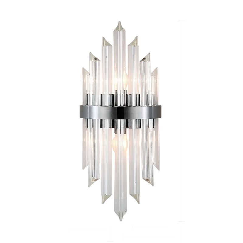 Lámpara de pared de la varita de 2 luces Estilo moderno luces de apliques de cristal negro y dorado