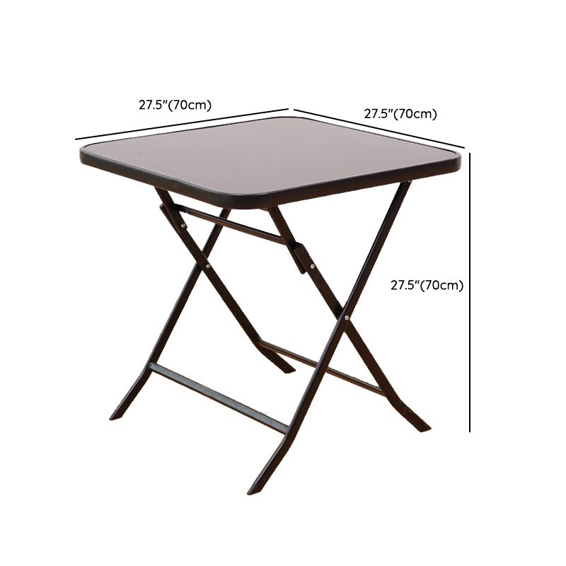 Industrial Tempered Glass Bistro Table Metal Frame Patio Table