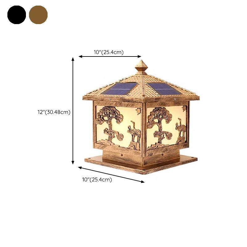 Metal Square Shape Outdoor Light Modern Style 1 Light Solar Pillar Lights