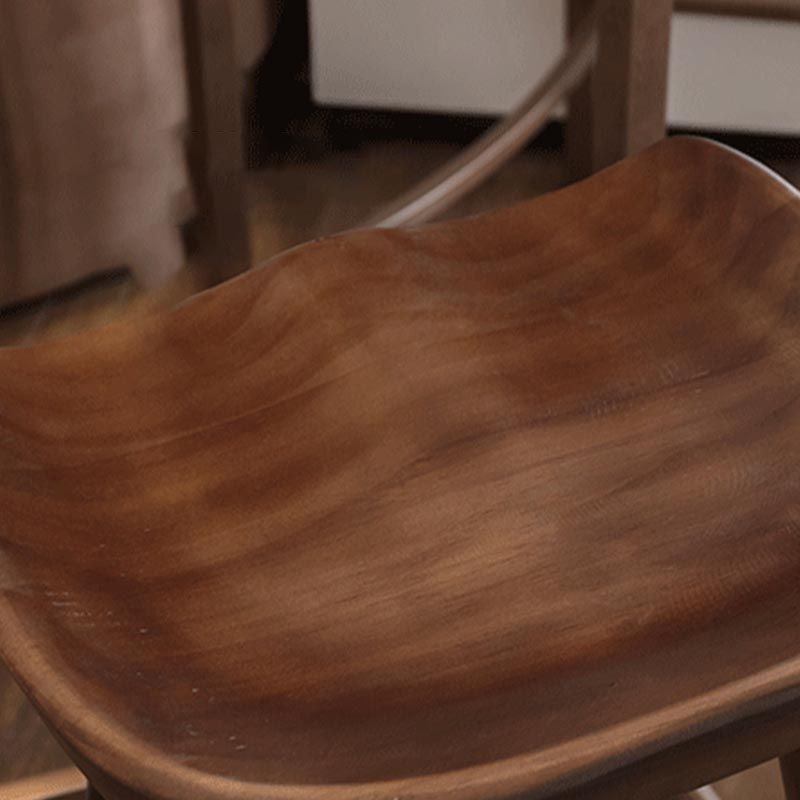 Industrial Contoured Seat Backless Solid Wood Bar Stool for Restaurant