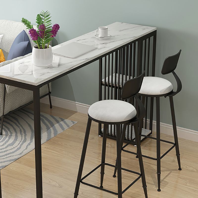 Modern Style Bar Table 1/3 Pieces Rectangle Faux Marble Counter Set