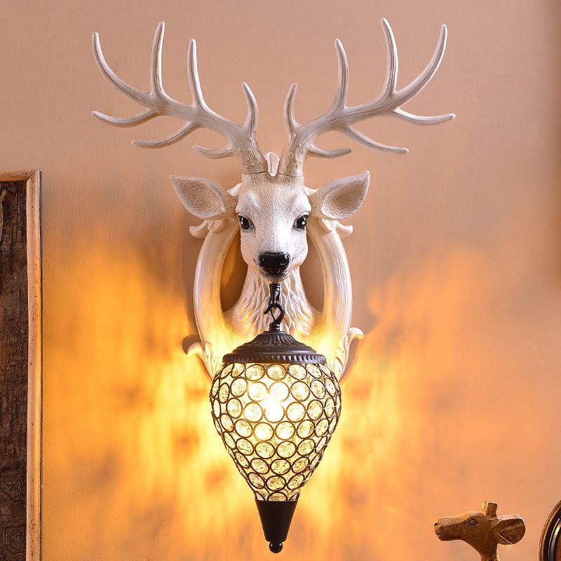 Modern Style Deer Wall Mounted Lighting with Crystal Shade Living Room Wall Lighting Fixture