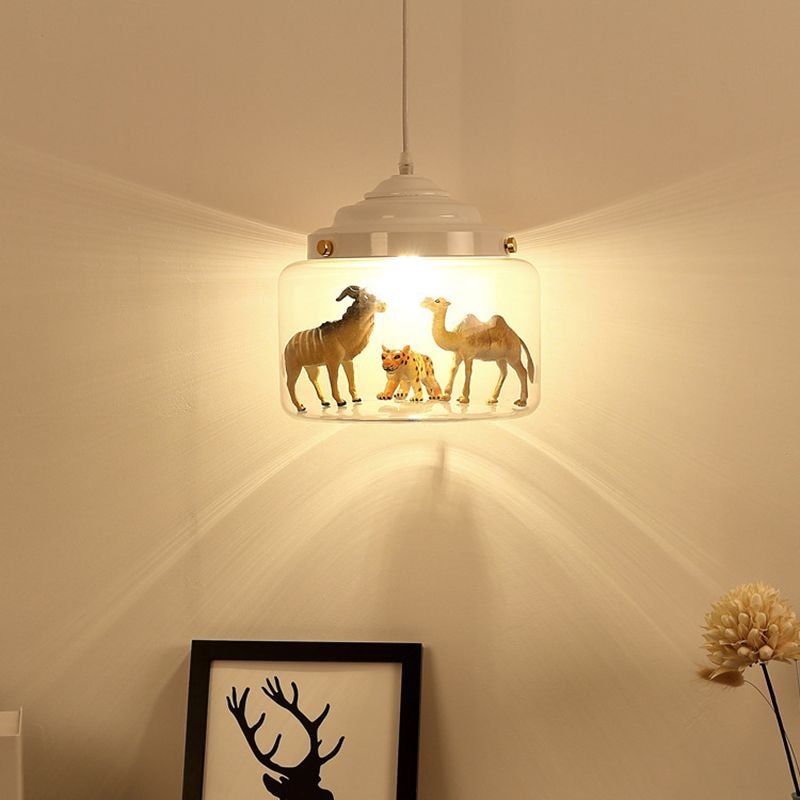 1 léger petit zoo pendant plafonniers caricatures en verre de plafond suspendu pour chambre à coucher