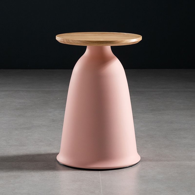 17.7"/21.6" Tall Mental Pedestal End Table Wood Round Side End Table