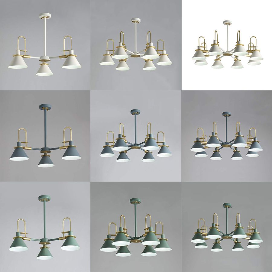 Luz de suspensión de emprendimiento de metal de araña de embudo de embudo de Macaron Loft