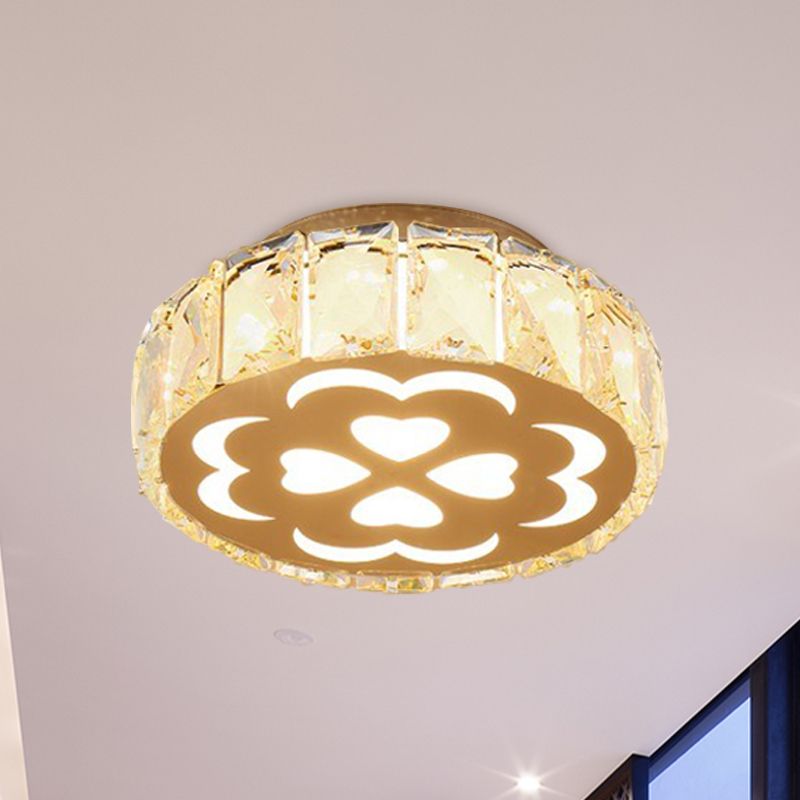Prismatic Crystal Chrome Ceiling Flush Flower Patterned Circle Modernist LED Flush Mount Light Fixture