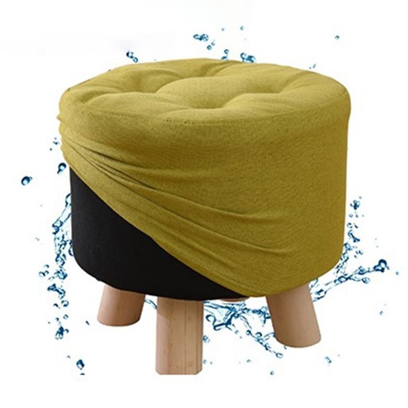 Contemporary Tear Resistant Standard Round Shape Grey Cotton Ottoman