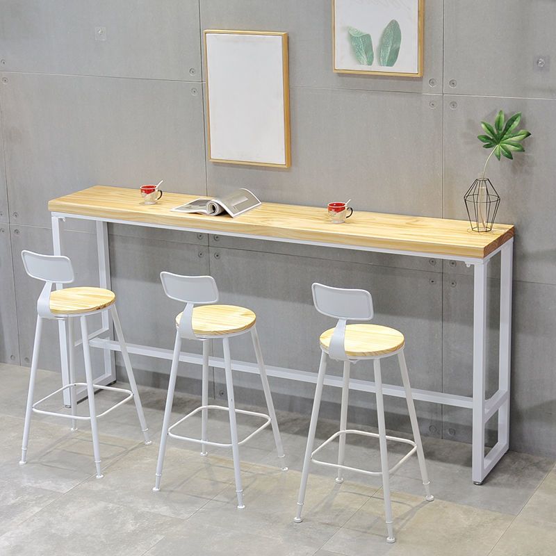 Industrial Style Rectangle Bar Table Solid Wood Fixed Bistro Bar Desk