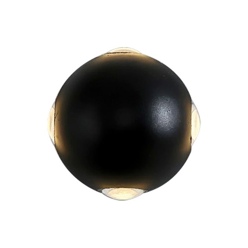 Circular Black Wall Mounted Lighting Modern Metal 4-LED Wall Light Fixture in Warm/White for Outdoor