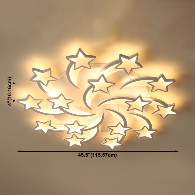 Metal Star Close to Ceiling Lighting Nordic Style LED White Ceiling Lamp