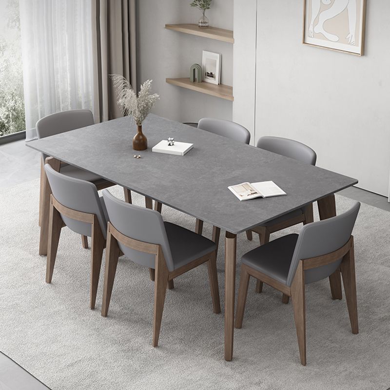 Modern 1/2/5/7 Pieces Furniture Stone Rectangle Dining Chairs Set in Gray