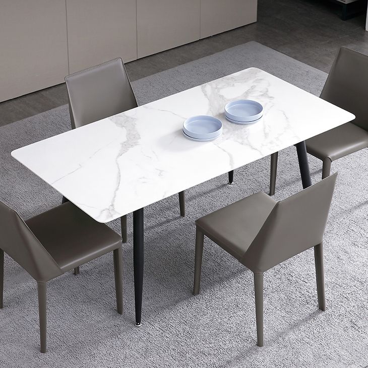 Industrial White Table for Restaurant Rectangle Dining Table with 4 Legs
