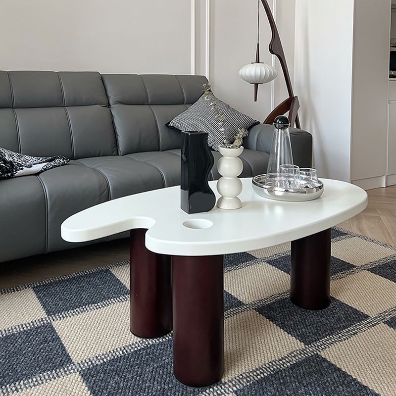 16"H Contemporary Coffee Table White 3 Legs Coffee Cocktail Table