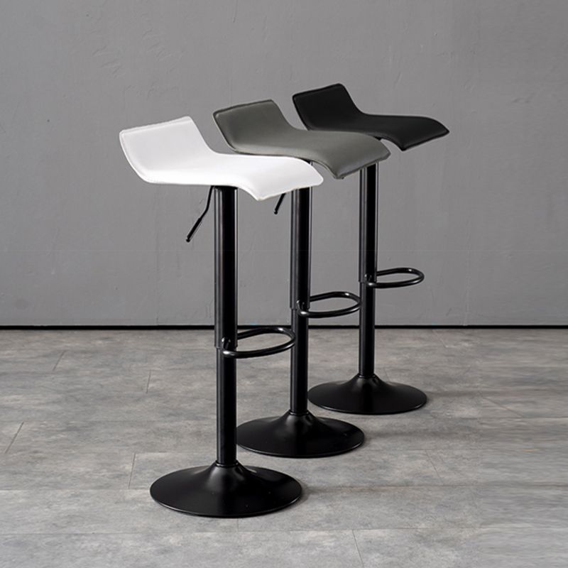 Modern Adjustable Swivel Bar Stool Footrest Low Back Faux Leather Bar Stool