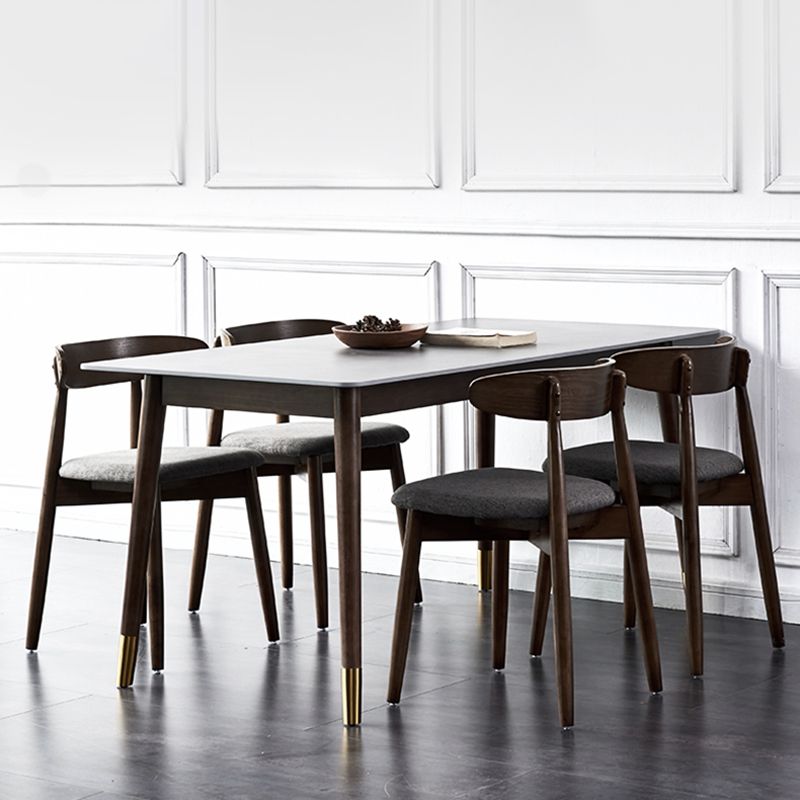 Scandinavian Style 6 Seat Rectangular Black Legs Black Slate Dining Table with Base