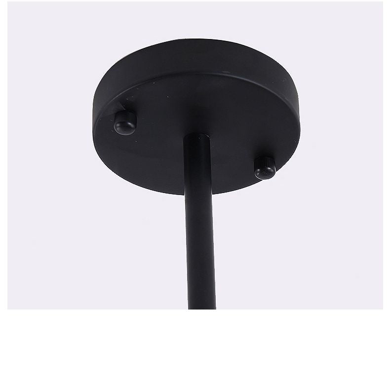 Black Round Pendant Chandelier Minimalist Style Glass Chandelier Light Fixture for Living Room