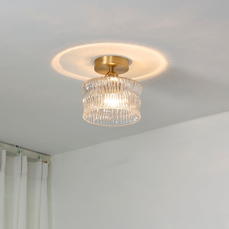 Colonial Prismatic Glass Flush Light Fixtures Blossoms Flush Mount for Hallway