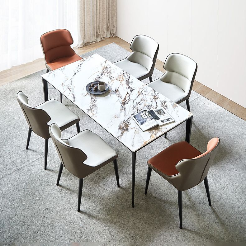 Contemporary Metal Dining Room Chairs Wingback Armless Chair for Home Use