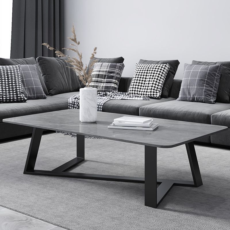 X-Base Coffee Cocktail Table Rectangle Coffee Table with Marble Top