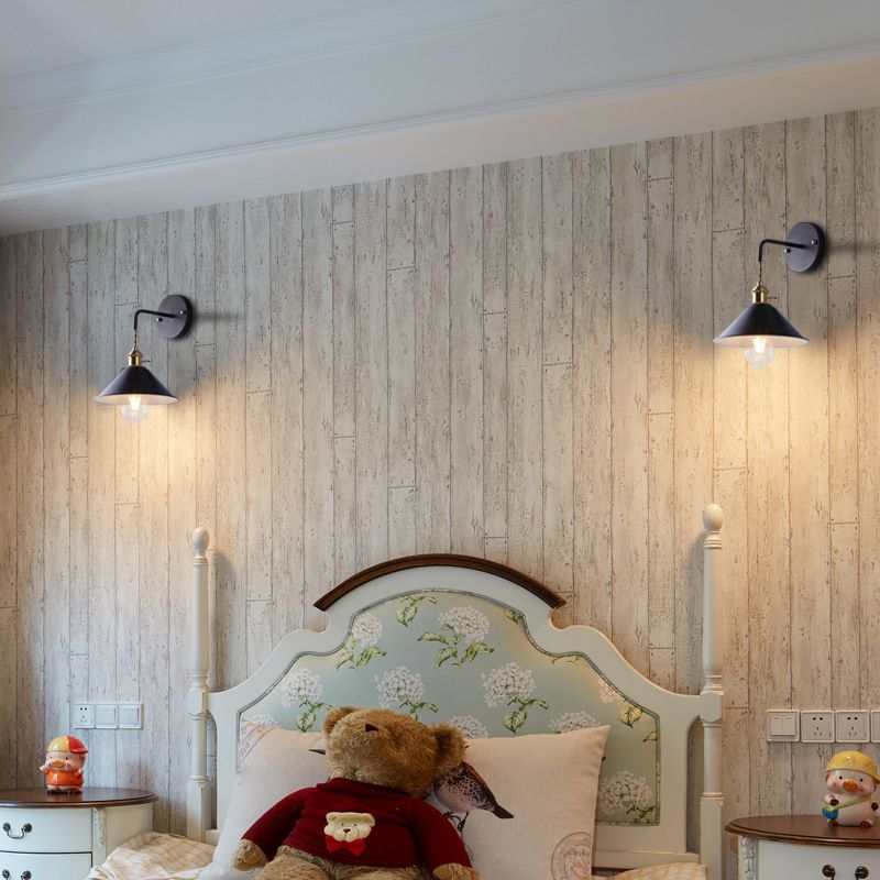 Industrial Cone Wall Light Matte Black Single Metallic for Hallway