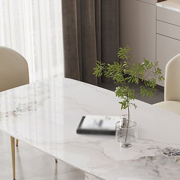 Luxury 1/4/5/7 Pieces Rectangle Dining Set Sintered Stone Top Dining Table with Chairs
