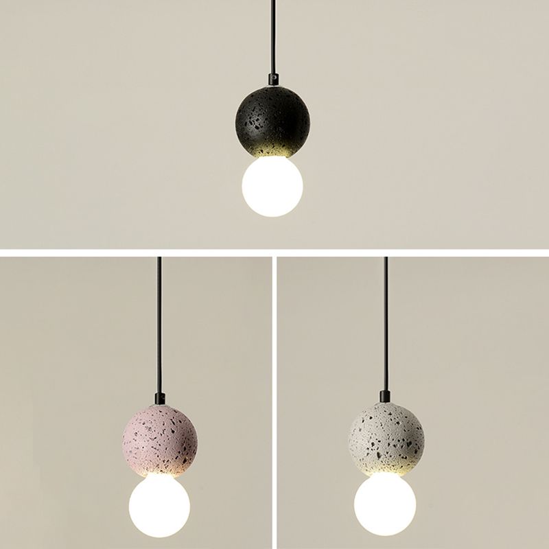 Round Terrazzo Mini Hanging Light Nordic Minimalism Style 1-Light Pendant for Bedside