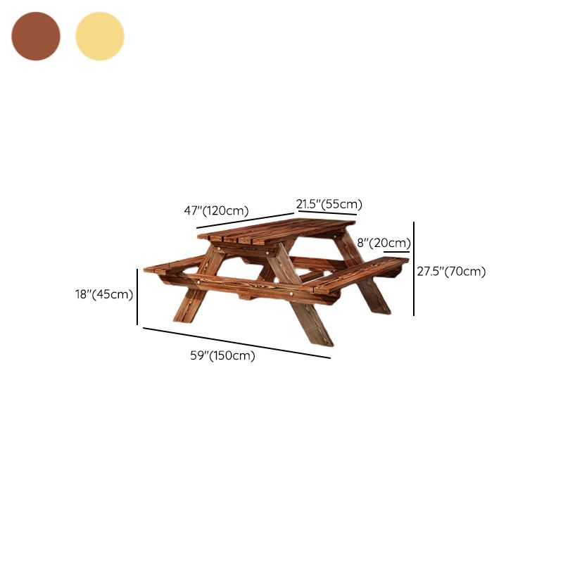 Pine Wood Modern Patio Table Set 1/3/4 Pcs Matte Finish Outdoor Dining Set