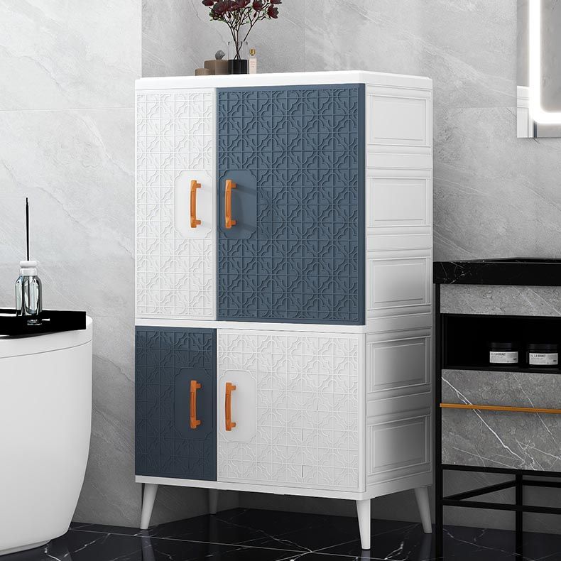 Plastic Matte Finish Storage Cabinet Contemporary Hinged Door Cabinet for Bedroom