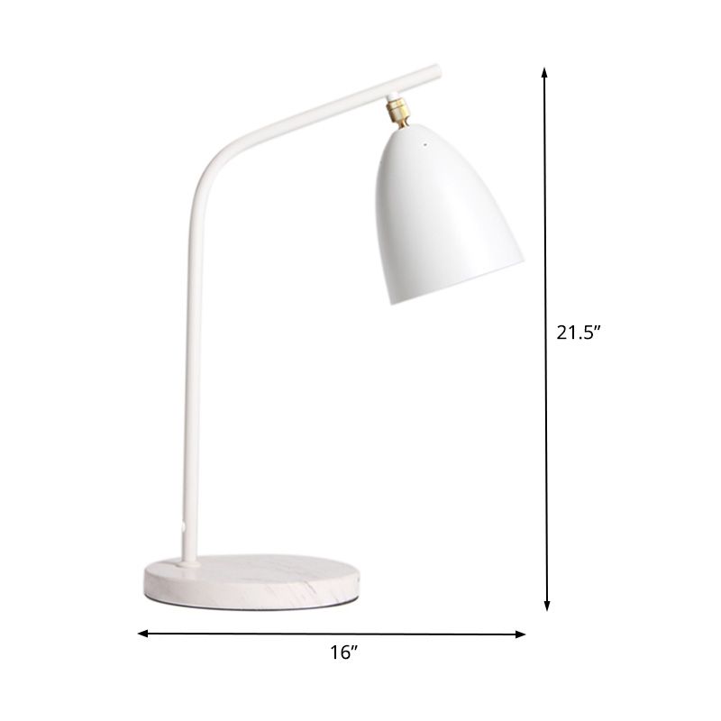 Lámpara de mesita de noche de Metal Bell Modern 1 Libro de lectura de bombillas en blanco con brazo curvilíneo