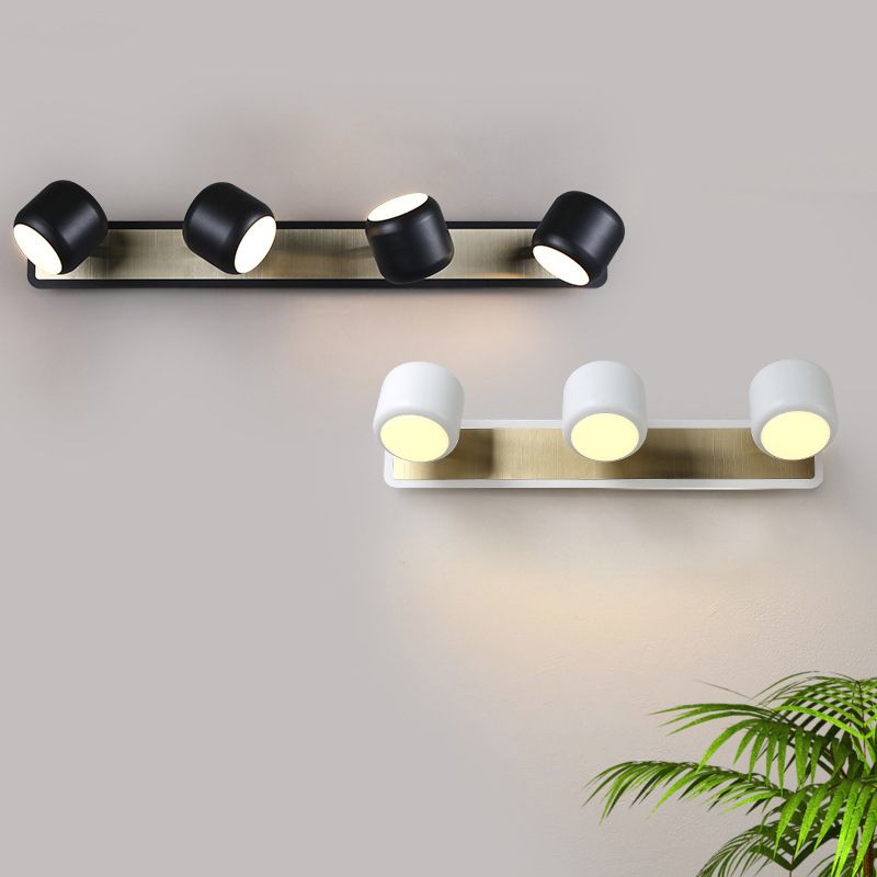 Nordic Style Drum Vanity Lamp Metal Bathroom Rotatable LED Wall Light Fixture