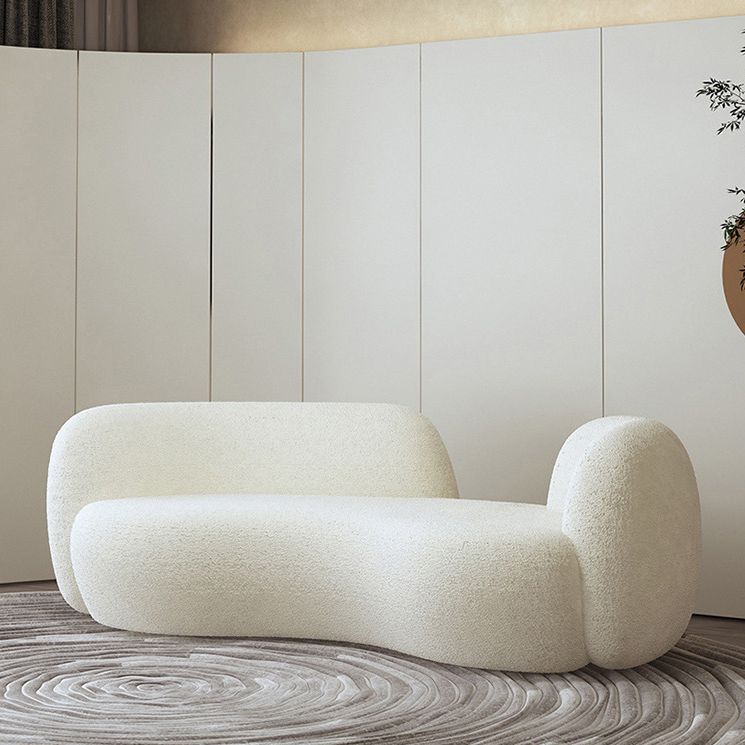 Ultra-Modern Beige Curved Sofa with Tuxedo Arm for Living Room