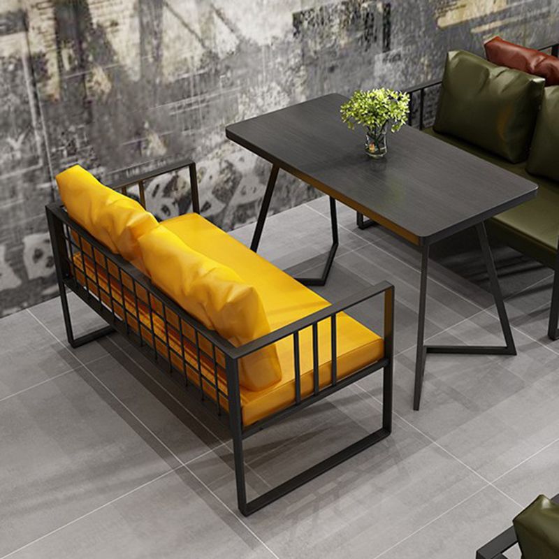 25.59" H Faux Leather Square Arm Sofa Contemporary Standard Sofa