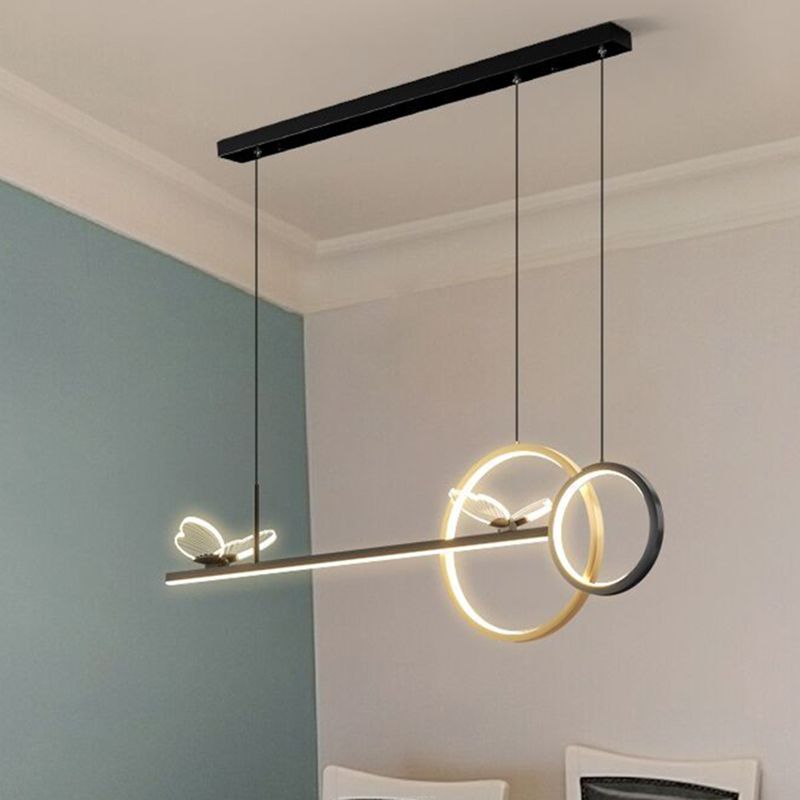 Ideas de iluminación de metal de la isla de 7 luces de estilo lineal de estilo moderno de estilo lineal