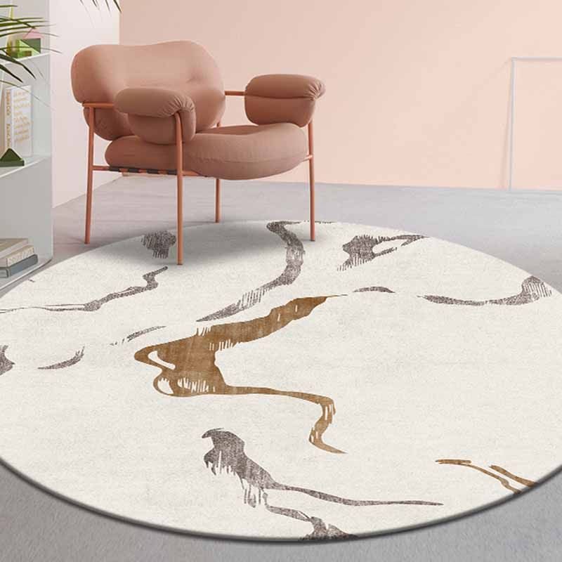 White Modern Area Carpet Line Pattern Polyester Area Rug Anti-Slip Washable Rug for Home Decor