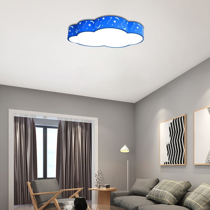 Hollow Cloud Kid Bedroom Ceiling Lamp Metal Acrylic Cartoon LED Ceiling Mount Light