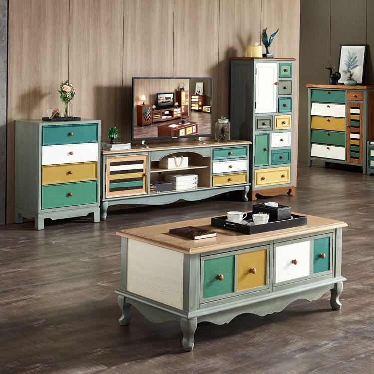 Coastal Storage Chest Dresser Solid Wood Dresser with Multi Drawers