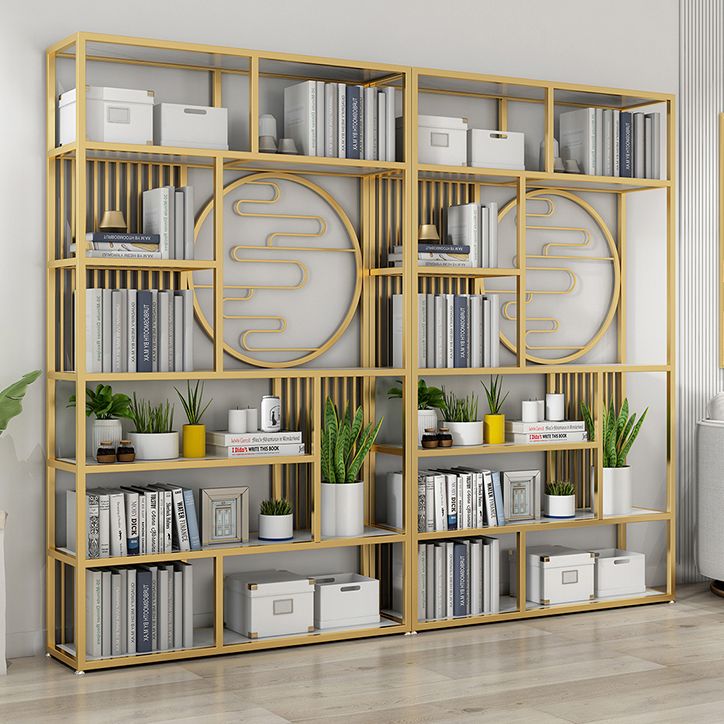 Modern Living Room Etagere Bookshelf Iron Frame Manufactured Wood Shelf Bookcase