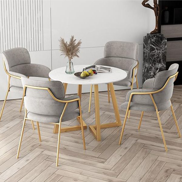 Glam Round Dinette Set 1/4/5 Pieces Marble Dining Table Sets