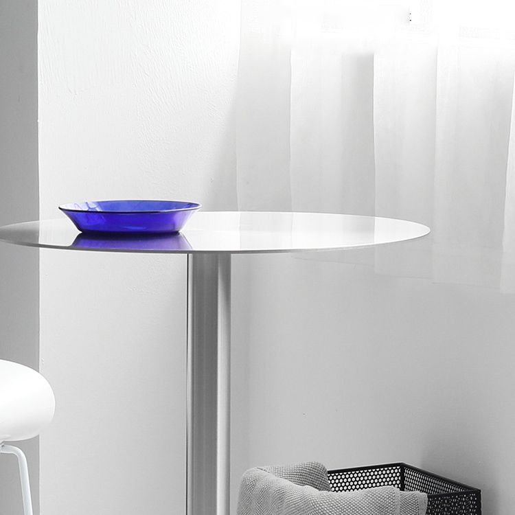 Round Metal Bar Dining Table Silver Pedestal Bar Table for Indoor