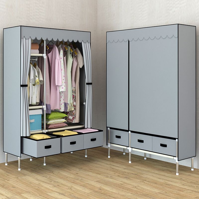 Contemporary Style Metal Wardrobe 3-drawer Wardrobe Closet for Bedroom