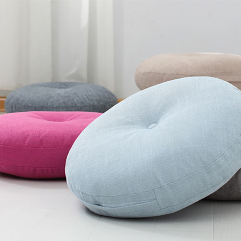 Modern Pouf Ottoman Cotton Upholstered Tufted Tear Resistant Round Ottoman