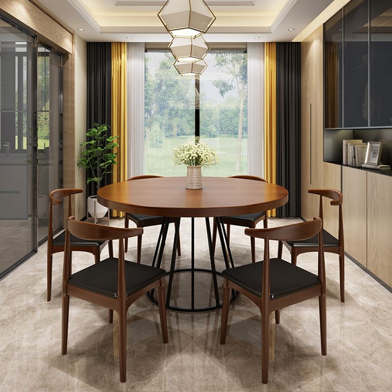 Round Dining Table Contemporary Style Solid Wood Dinner Table for Kitchen Home